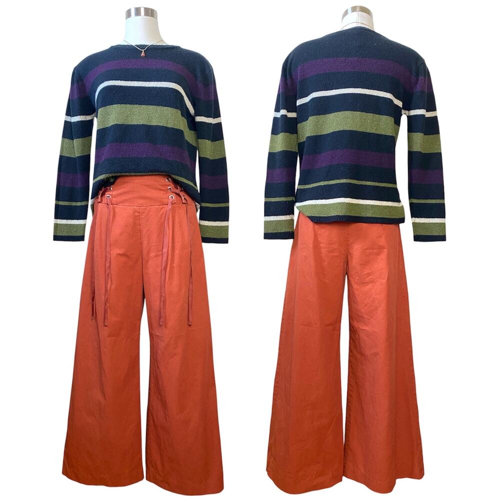Vintage Striped Knit Sweater 90s Grunge Skater Fall Crewneck